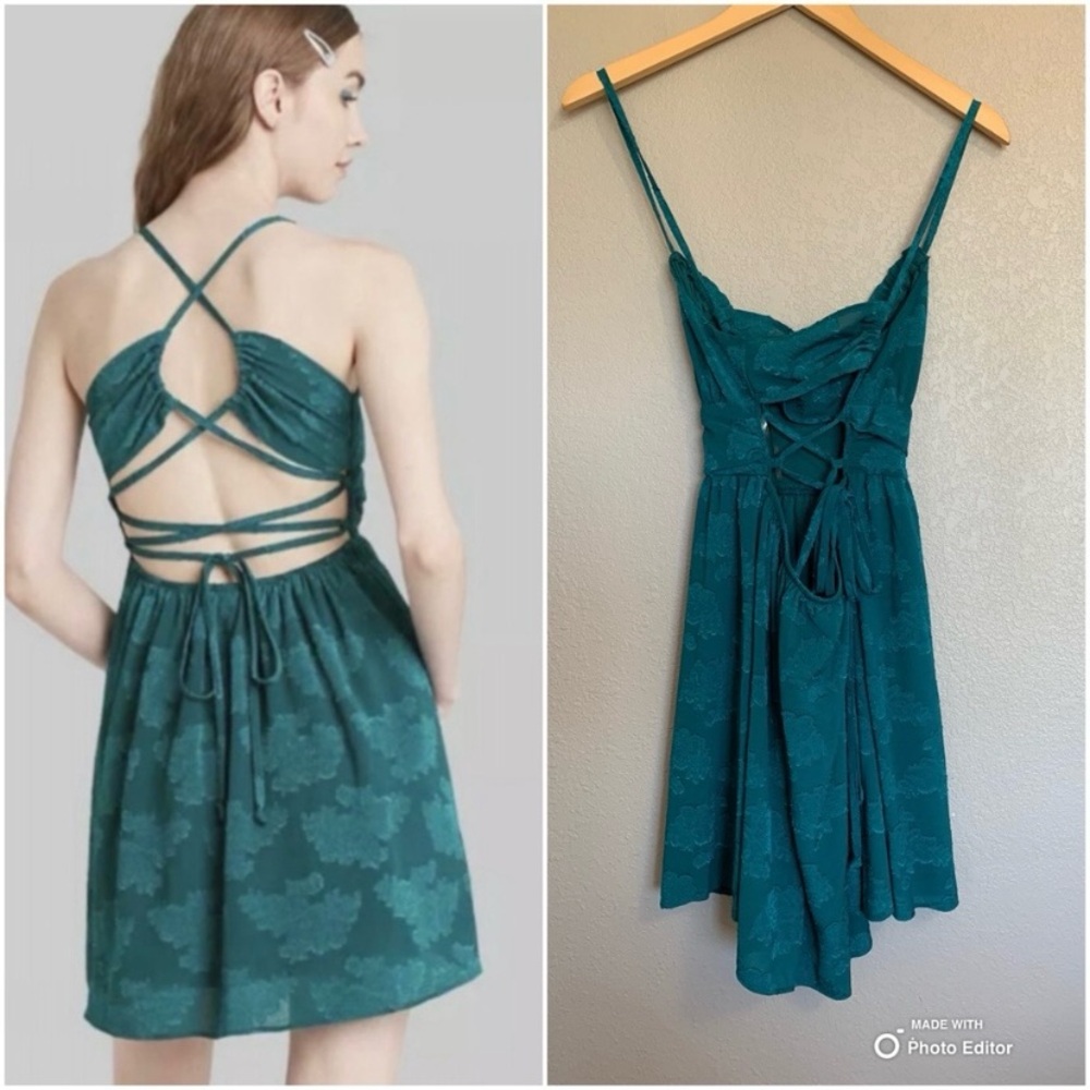 Wild Fable Skater Style Party Dress Size Small Teal Criss-Cross NWT